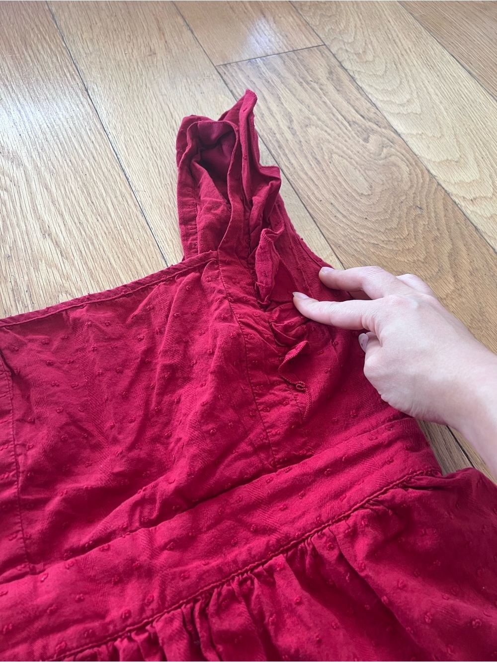Women’s Red Square-Neck Ruffle Strap Top - Picture 4 of 4